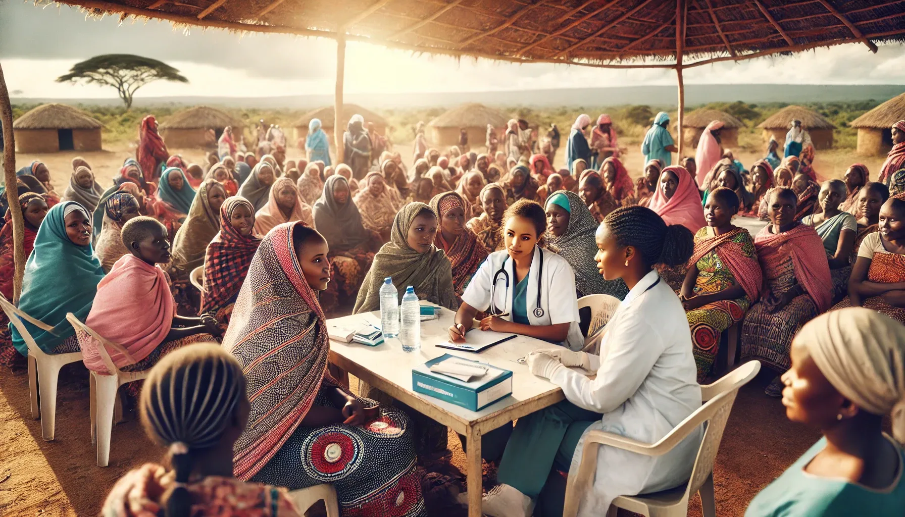 Kenyan women attending a healthcare outreach session
